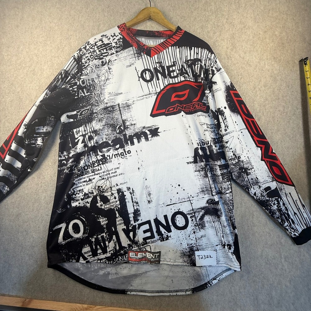 O'Neal Element Series Motocross Jersey Mens XL Black White Red Realm MX Racing